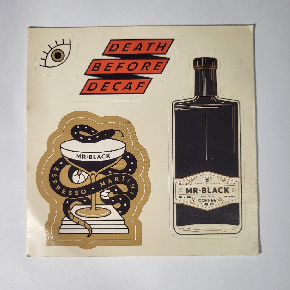 Death Before Decaf | Mr Black Espresso Martini | Sticker (1 Sheet)